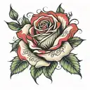 Rose tattoo with the letters SGV tattoo design idea