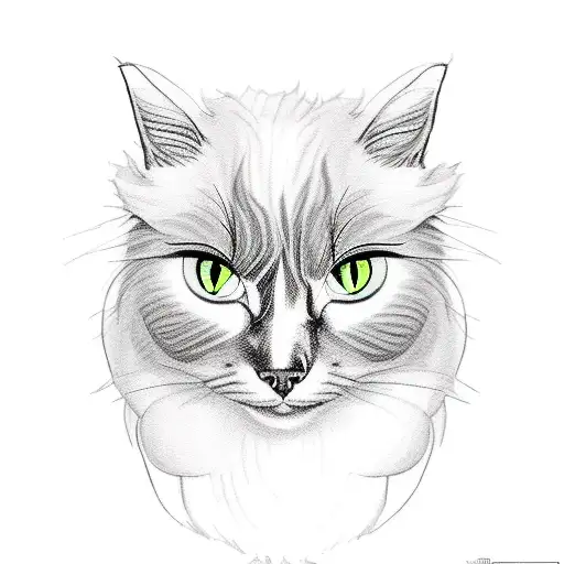 fluffy black and white cat kissing a bold with short beard man tattoo design idea