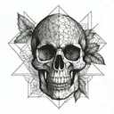 Geometric crystal lattice pattern surrounding a skull. tattoo design idea