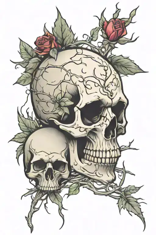 skull and thorns tattoo design idea
