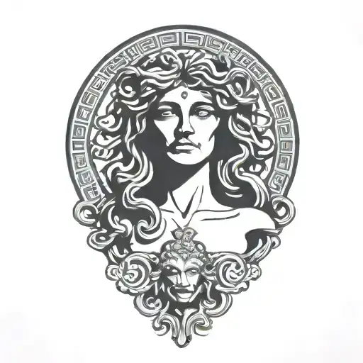  medusa greek mythology with versace vector tattoo design idea