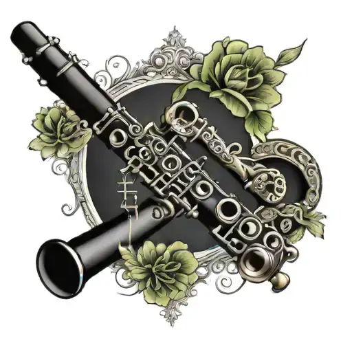 clarinet with the name of tunaz tattoo design idea