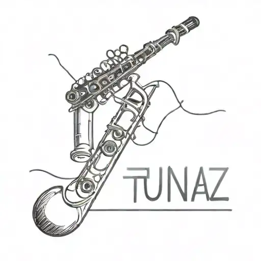 clarinet and the name of tunaz tattoo design idea