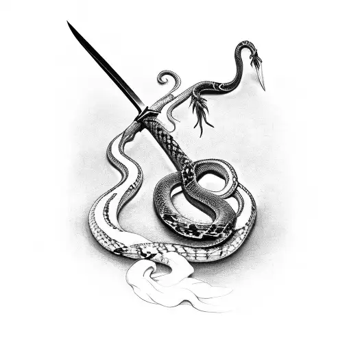 sword with snake intertwined  tattoo design idea