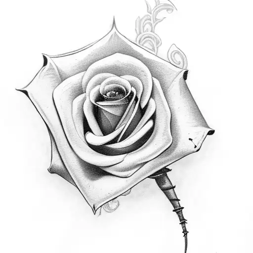 sword with roses intertwined  tattoo design idea
