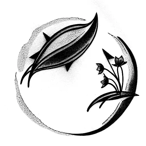 moon with daffodils  tattoo design idea