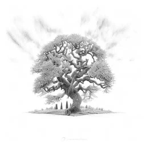 Oak tree tattoo design idea