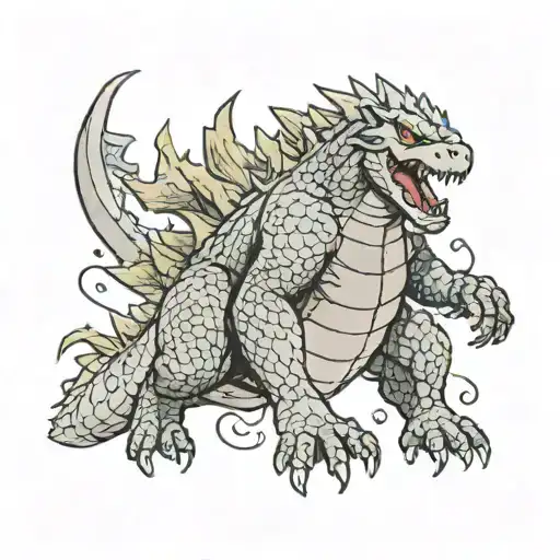 Godzilla emerging tattoo design idea