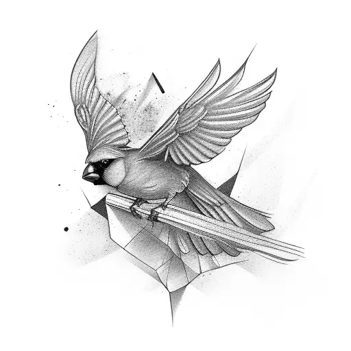 cardinal flying tattoo design idea