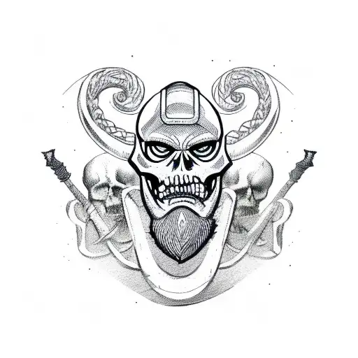 Bearded skull in crown, tattoo of vector dead... - Stock Illustration  [89120021] - PIXTA