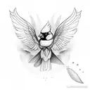 cardinal flying tattoo design idea