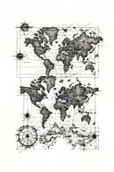 weathered map  tattoo design idea