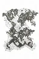 weathered map  tattoo design idea
