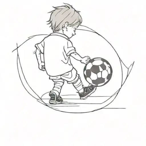 little boy watching soccer  tattoo design idea