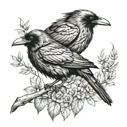 two ravens tattoo design idea