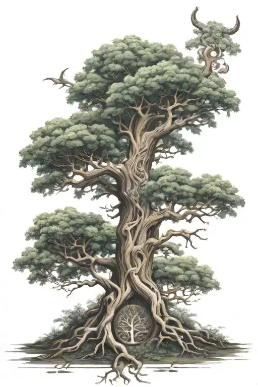 goddes freya yggdrasil tree of life tattoo design idea