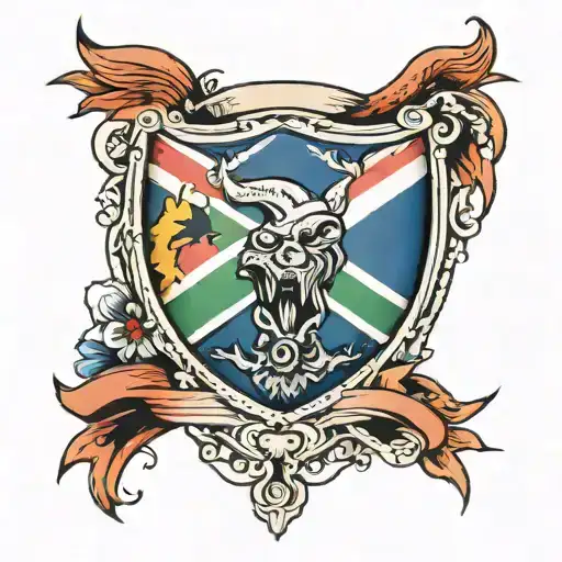 South African old flag flying tattoo design idea