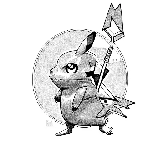 pikachu con armadura medieval tattoo design idea