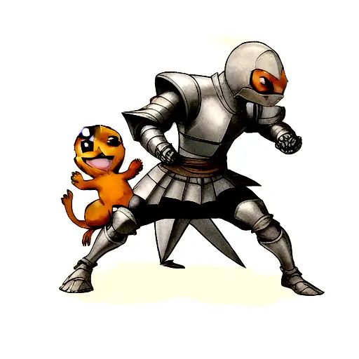 charmander con armadura tattoo design idea