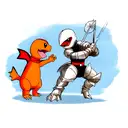 charmander con armadura tattoo design idea