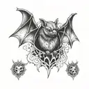 bat on neck tattoo design idea