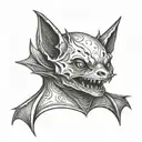 bat on neck tattoo design idea