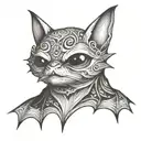 bat on neck tattoo design idea