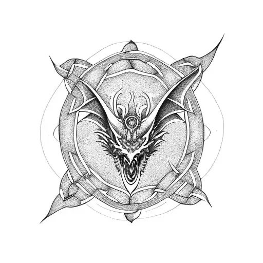 celtic dragon protecting the tree of life tattoo design idea