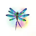 a dragonfly with a purple body and leopard print wings tattoo design idea