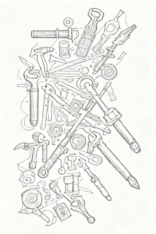 tools scattered tattoo design idea