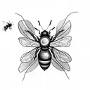 A creative tattoo design featuring a bee and ant working together in a natural setting, symbolizing the interconnectedness of all living beings tattoo design idea