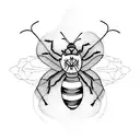 A creative tattoo design featuring a bee and ant working together in a natural setting, symbolizing the interconnectedness of all living beings tattoo design idea