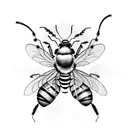 A creative tattoo design featuring a bee and ant working together in a natural setting, symbolizing the interconnectedness of all living beings tattoo design idea