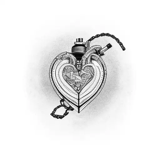 Heart with bike chain tattoo design idea
