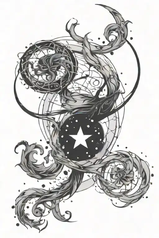 virgo, Cancer amd scorpio constellation merging tattoo design idea