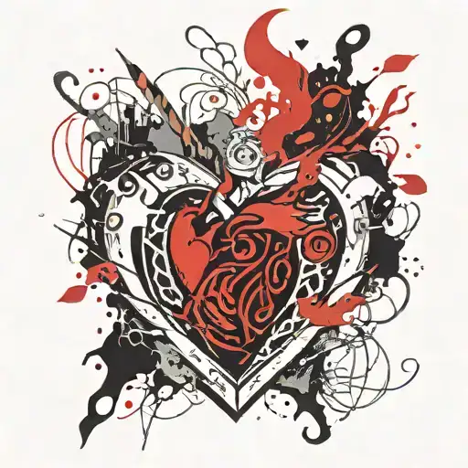 chest with fire instead of a heart  tattoo design idea