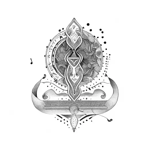 A self-love mantra written in musical notes tattoo design idea