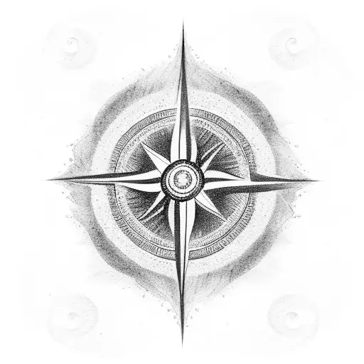 yin and yang flames compass tattoo design idea