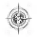 yin and yang flames compass tattoo design idea