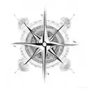 yin and yang flames compass tattoo design idea