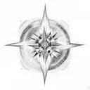 yin and yang flames compass tattoo design idea