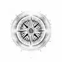 yin and yang flames compass tattoo design idea