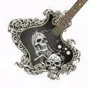 radiers and metallica combo, electric guitar with skull tattoo design idea