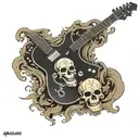 radiers and metallica combo, electric guitar with skull tattoo design idea