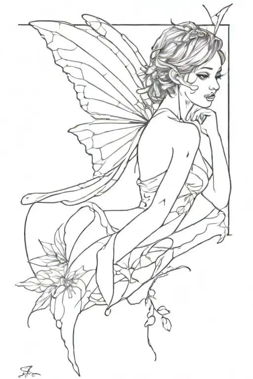 pretty Fairy with top surgery scars wounds scar stitches tattoo design idea