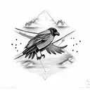 Crow flying down tattoo design idea