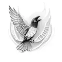 Crow flying down tattoo design idea