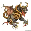 DRAGON AND TAURUS BULL WITH TIME tattoo design idea