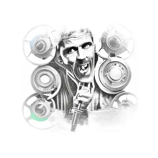 Film reel with iconic movie scenes tattoo design idea