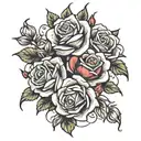 three roses tangled together  tattoo design idea